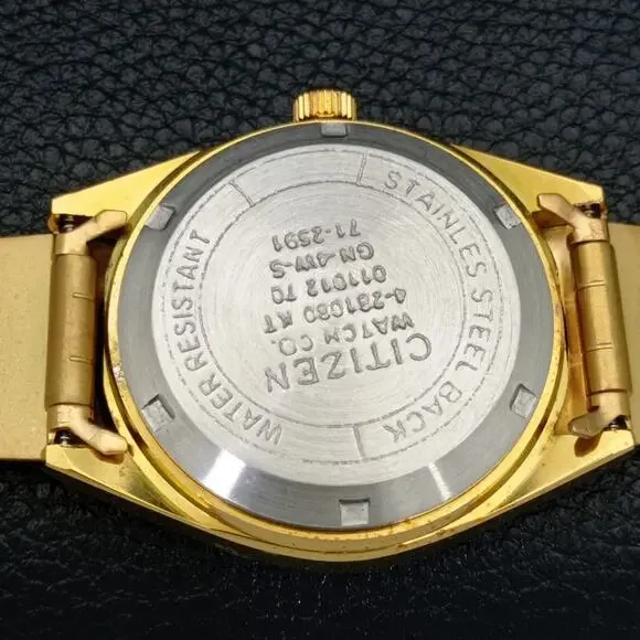 Vintage 1989 Citizen Automatic Mens Gold Watch W/daydate & Blue accents - Picture 8 of 8